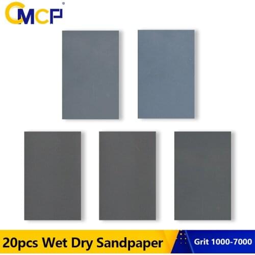 CMCP Wet Dry Sandpaper 20pcs 9x3.6 inch Abrasive Sanding Paper 1000-7000 Grit For Wood Metal Polishing Sand Paper