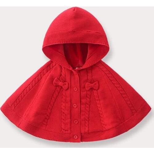 Baby Kids Girls Long Sleeve Cloak Hooded Cardigan Coat Autumn Winter Baby Girls Knit Cardigan Coat Childrens Clothes