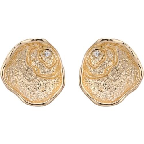 Korean Style Temperament Simple Retro Ins Artistic Oval Stud Earrings Elegant Irregular Geometric Earrings