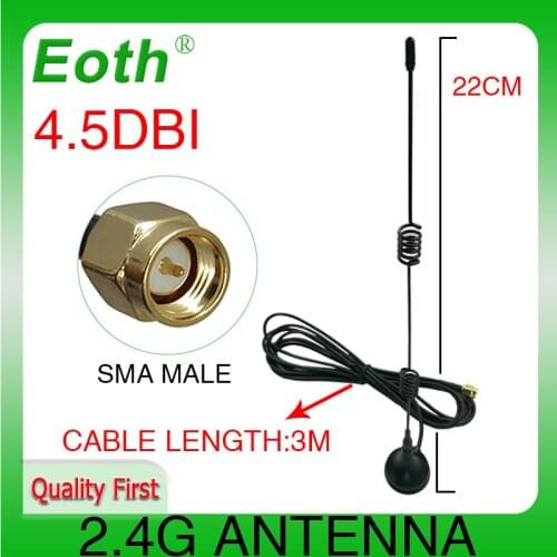 2.4Ghz Wifi Antenna SMA Male Connector 4.5dbi 2.4G antena magnetic base Sucker antenne 3 meters extension cable wi-fi router