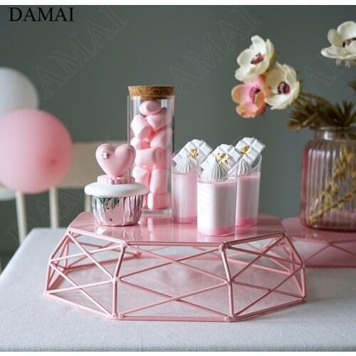 European Hollowation Iron Trays Decorative Modern Creative Octagonal Cake Dessert Display Tray Coffee Table Desktop Fruit Basket