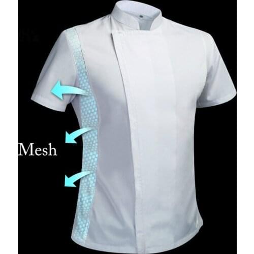 Short Sleeve Chef Uniform Breathable Summer Kitchen Cooking Jacket Restaurant Hotel Cafe Barber Shop Waiter Work Shirt Unisex