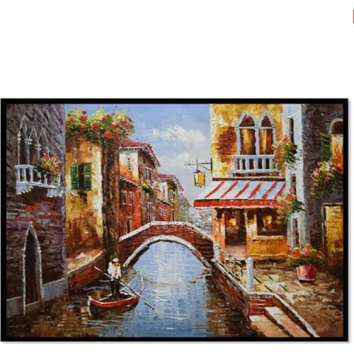 Oil Painting Hand painted Modern Venice Landscape Wall Art Picture for Living room Canvas Paintings Abstract