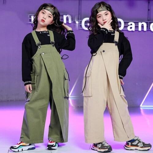 Oversize Hip Hop Clothing For Kids Loose Rompers Black Sweatshirt Girls Jazz Dance Costume Rave Clothes Stage Show Wear BL6314