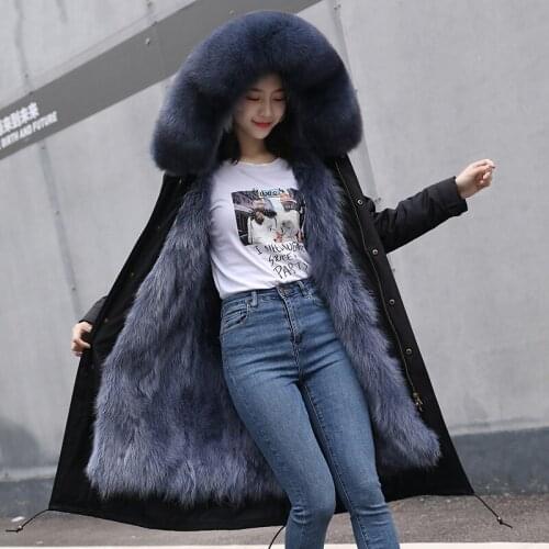 2020 Real Fur Jacket Women Parka Waterproof Real Fox Fur Liner Large Fox Fur Collar Hooded Real Fur Coat Plus Size 7XL
