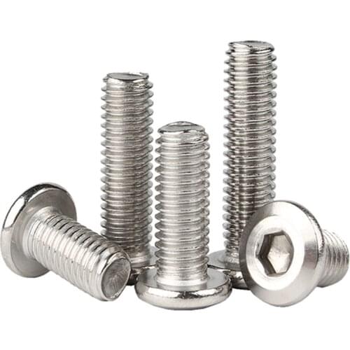 M3 M4 M5 Flat Head Hex Hexagon Socket Screw 304 Stainless Steel Ultra Thin Countersunk Head Bolt Round Head Furniture Screw