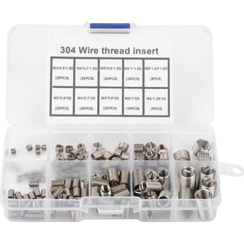150PCS / Box Stainless Steel Thread Repair Insert Kit M3 M4 M5 M6 M8 Rivet Nut Kit Helicoil Thread Repair Insert Kit