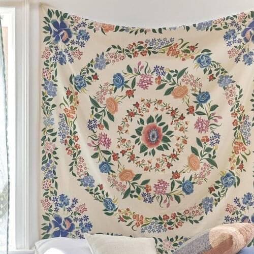 Hippie Floral Mandala Wall Tapestry Mandala Indian Bohemian Decor Wall Hanging Flower Tapestry Wall Cloth Fabric Boho Wall Carpe