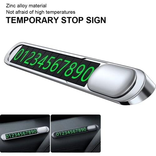 Car Temporary Parking Card Luminous Metal Alloy Telephone Number Plate Emergency contact Auto Park Car Styling Auto Accessories