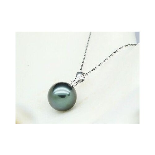 Details about HUGE 10MM NATURAL TAHITIAN GENUINE BLACK ROUND PEARL NECKLACE PENDANT AAA