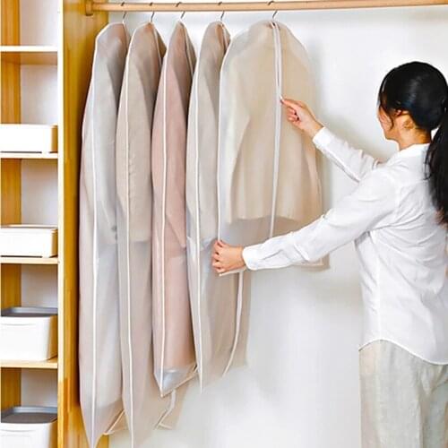 Clothes Hanging Garment Bags Clothes Suit Coat Dust Cover Home Storage Bag Dustproof Cover Clothes Bag Wardrobe Hanging Clothing