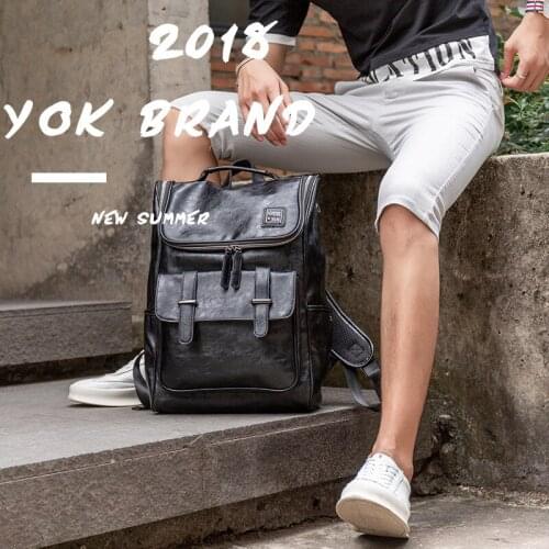 Hot Mens Casual PU Backpack Fashion Mens Trend Commuter OL Backpack Mens Short-distance Travel Bag