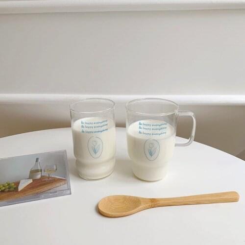 INS Nordic Tulip Transparent Glass Coffee Cup Tea Wine Whiskey Drinking Beer Glass Milk Wedding Handle Drinkware Glass