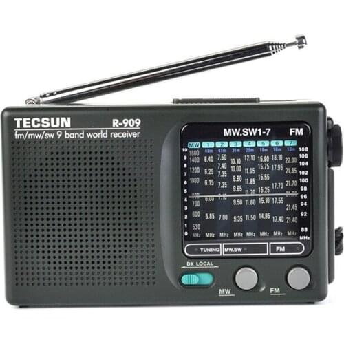 AM/FM/SW 9 Bands Shortwave Radio Portable Receiver With External Antenna Multiband Radio Receiver R-909 Portable Radio