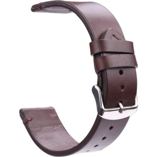 HENGRC Genuine Leather Watchband 18mm 20mm 22mm Light Brown Dark Brown Retro Watch Band Strap With Steel Buckle Spring Bar