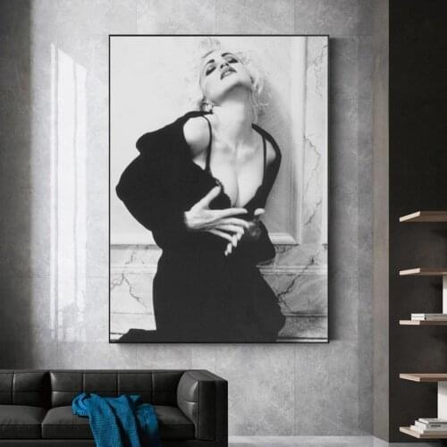 Modern Actor Madonna Sexy Woman Canvas Art Posters and Print Black White Canvas Paintings on The Wall Home Decor Modular Picture