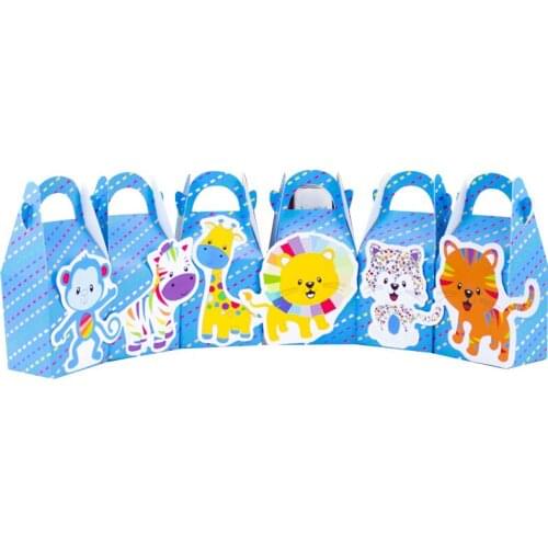Safari Rainbow Animal Favor Box Safari Animals Gift Box Cupcake Box Kids Birthday Party Supplies Decoration Event Party Supplies
