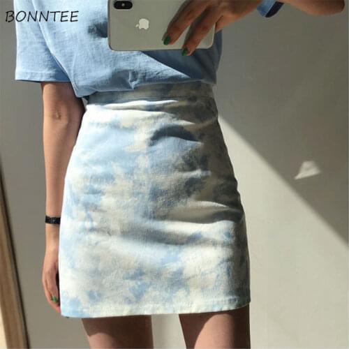 Skirts Women Thicker 2XL Simple Empire High Waist Print Ins Casual New Korean Style Oversized Popular All-match Mujer Charm Chic