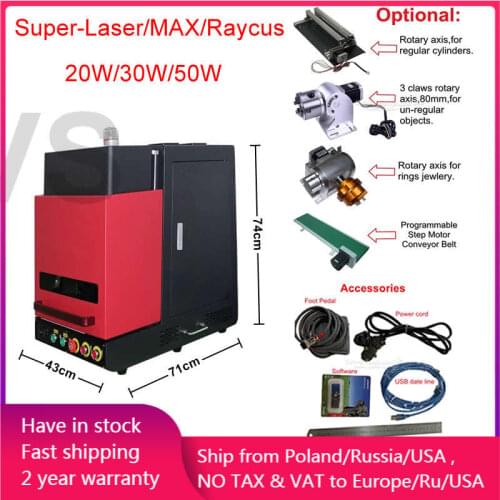 Closed Fiber Laser Marking Machine 50W Raycus Metal Iron Stainless Steel Gold Silver Copper Fiber Laser Engraving Conveyor Belt