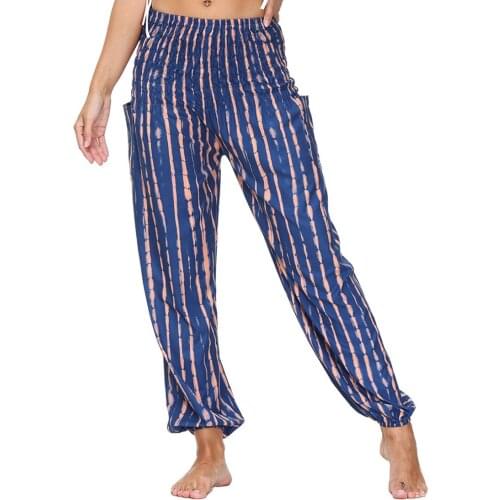 Womens Harem Pants Hippie Bohemian Casual Gypsy Pants,Yoga Pant ,Stripe Floral Baggy Boho Harem Pants with Pockets