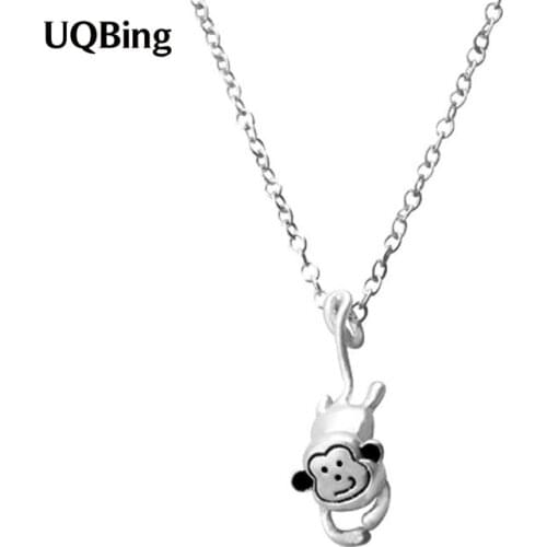 New Wholesale 925 Sterling Silver Mascot Zodiac Monkey Pendant Necklaces Women Accessory