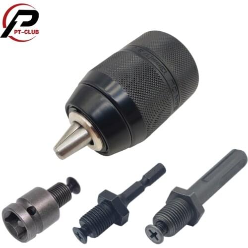 1/2-20UNF Keyless 1.5-13mm 3-Jaw Drill Chuck Quick Change Adapter SDS-Plus Shank 1/4" Hex Square Fit Rotary Hammer/Hammer Drill