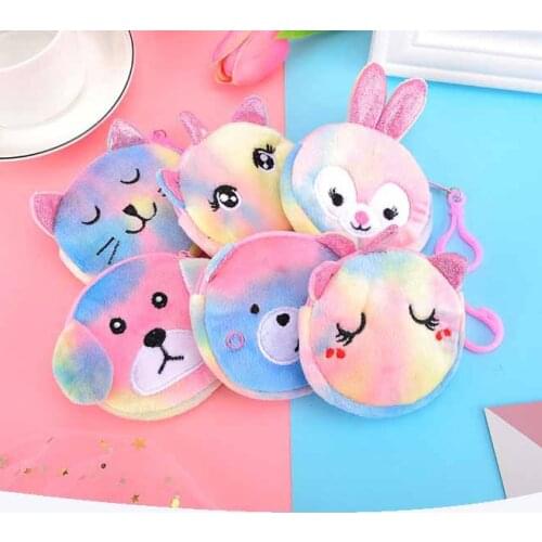 1 PCS Portable cute plush coin purse animal small coin purse zipper children girl coin purse USB cable earphone bag