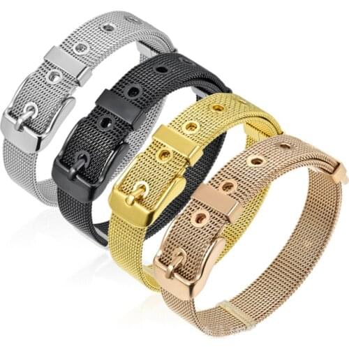 100Pcs Stainless Steel Mesh Bracelet For Women Bangles Fit Slide Charms For Jewelry Making Rose Gold Black Color Men Bracelet