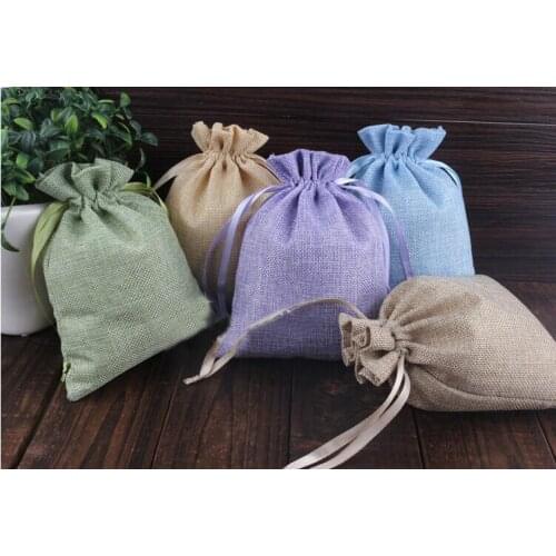 14*18 50pcs Mixed Jute Sacks Drawstring gift bags for jewelry/Accessories/Cosmetic/wedding/christmas Linen pouch Packaging Bag