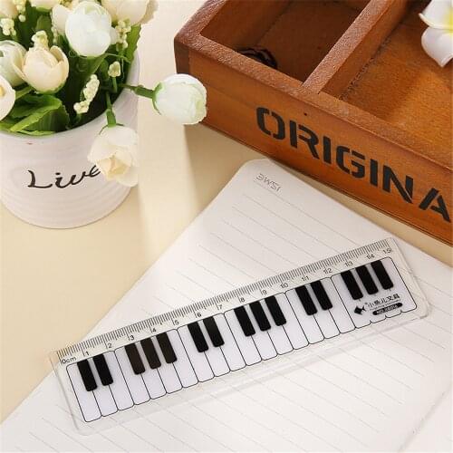 1 Pcs Cute 15cm Black White Musical Notes Piano Transparent Plastic Straight Rulers Drawing Measuring Ruler Student Stationery