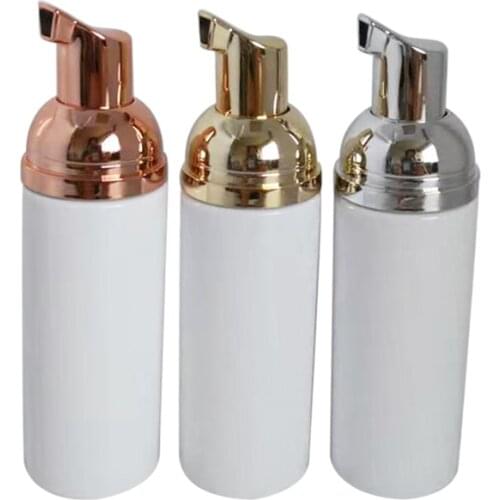 50ps 30 60ml Plastic Foamer Pump Bottle Refillable Empty Cosmetic Bottle Liquid Soap Dispenser Foam Bottle with Golden Foamer