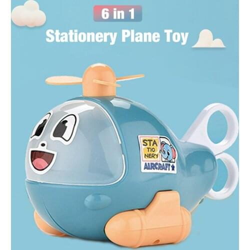 6 In 1 Creativity Stationary Plane Toy Stationery Box Multifunction Disassembly Small Airplane Toy For Storage Stationery Toy