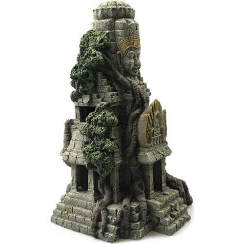 Aquarium Accessories Fish Tank Architecture Decoration Thai Buddhism Resin Imitating Stone Statue Fish Hideout Cave Decoration