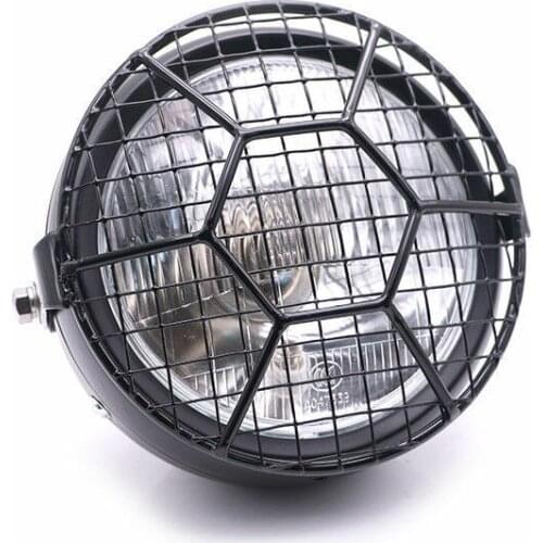 Side Mount Metal Square Football Net Mask Cover Headlight Cafe Racer Choppers