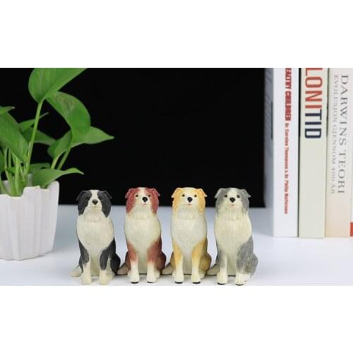 JJM 1/12 Border Collie Pet Dog Figure Canidae Animal Collector Toy Adult Kids Gift Home Car Decoration Education for Children