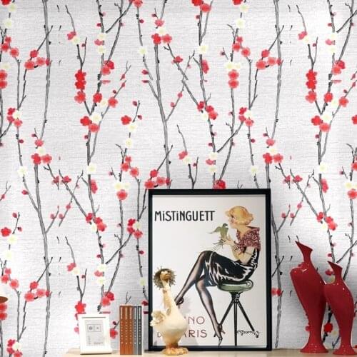 Wintersweet Chinese Wallpapers Home Decor Waterproof Vinyl Flower Wall Paper Roll Decorative Bedroom Wallpaper