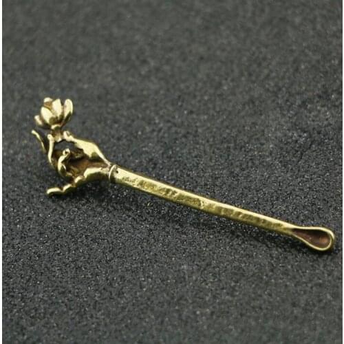 Collectable Chinese Pure Brass Carved Guanyin Picks Lotus by Hand Car key chain Exquisite Small Pendant Statues