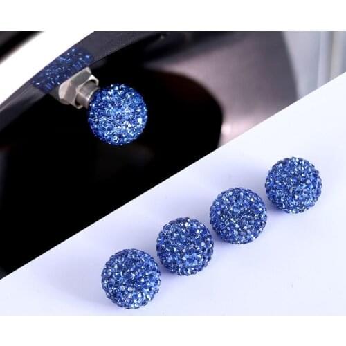 4PCS Valve Stem Caps Handmade Crystal Rhinestone Universal Car Tire Valve Dust Caps Dustproof Bling Car Accessories