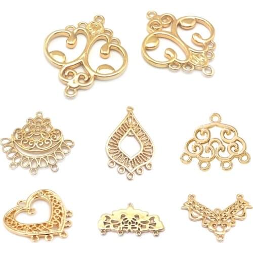 40259)10PCS 28x33MM 24K Champagne Gold Color Brass Earrings Connect Charms Pendants Jewelry Making Supplies Diy Accessories