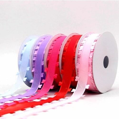5Yard 25mm Love Heart Snow yarn Ribbons Wedding Festival Party Christmas Valentines Day Decoration Box Gifts Packaging Bouquet