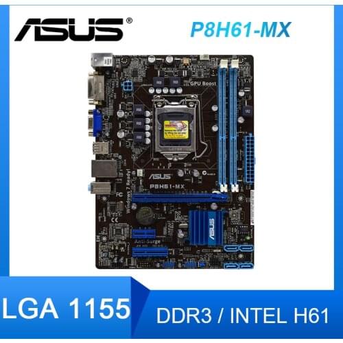 ASUS P8H61-MX Original Mainboard ASUS H61 LGA 1155 uATX DDR3 DVI VGA 16GB P8H61-MX / R2.0 / USB3 Used Desktop Mainboard