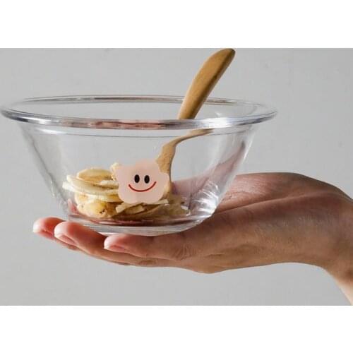 Nordic ins bowl tempered glass bowl yogurt cereal bowl ice cream bowl fruit dessert bowl lovely girl home bamboo bowl