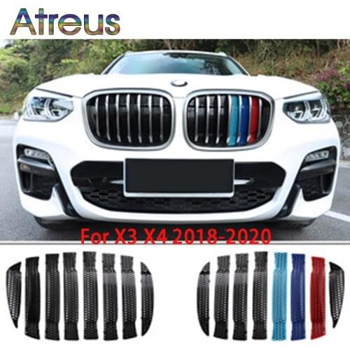 1set Anti-mosquito Car Front Grille Trim Sport Strips Cover For BMW X3 G01 X4 G02 M Power Performance Accessories 2018 2019 2020