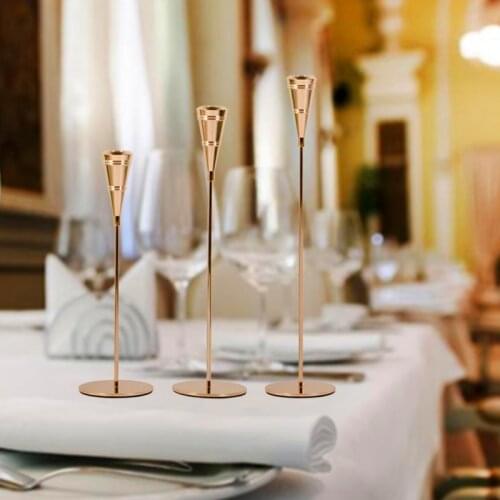 3 Pcs/ Set New European Metal Candle Holder Simple Golden Wedding Decoration Bar Party Living Room Decoration Home Decoration