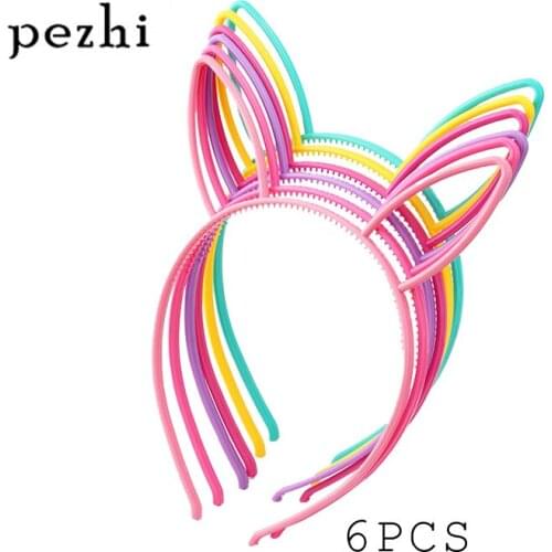 6PCS Rabbit Headband boy girls Hair Hoop Supplies for Party AccessoriesHeadwear(Multi color)