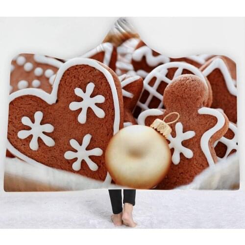 Cake dessert candy Hooded Blanket Sherpa Fleece Ocean Blue Wearable plush Throw Blanket on Bed Sofa Thick warm