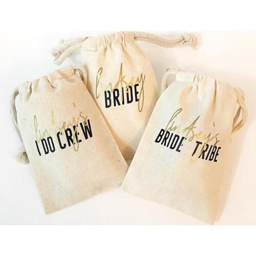 Personalize name text Bride Tribe I Do Crew Bachelorette Party wedding Favor bags. engagement hen party bridesmaid gifts bags