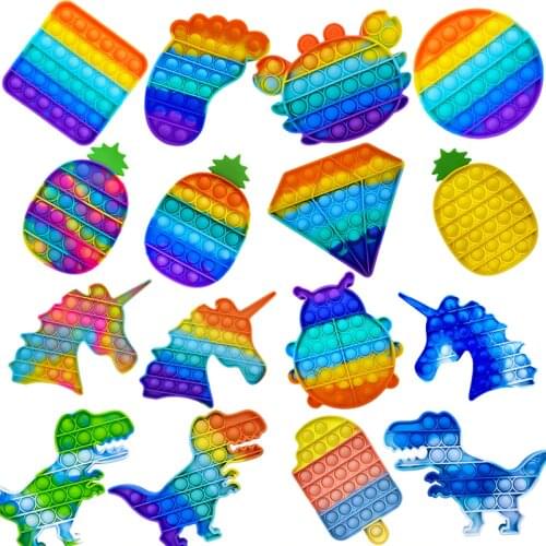 Fidget Reliver Stress Toys Rainbow Push It Bubble Antistress Toys Sensory Toy To Relieve Autism Free Shipping