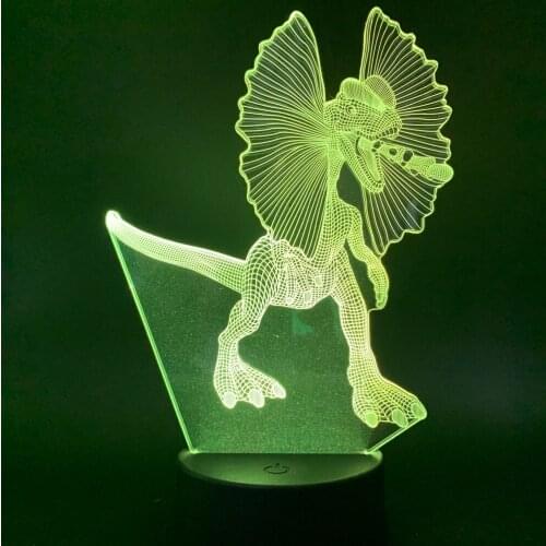 Bedside Study Room Decoration 3d Illusion Lamp Animal Angry Dinosaur with Big Ear Led Night Light for Kids Child Birthday Gift