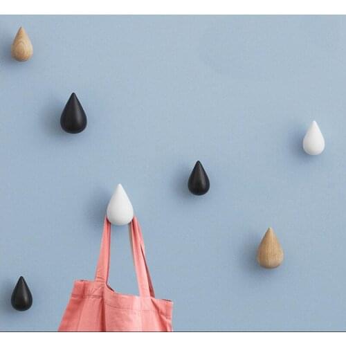 Simple Creative Clothing Store Home Water Drop Hooks Solid Wood Wall Hanging Fitting Room Cloakroom Hook Decoration LX4503